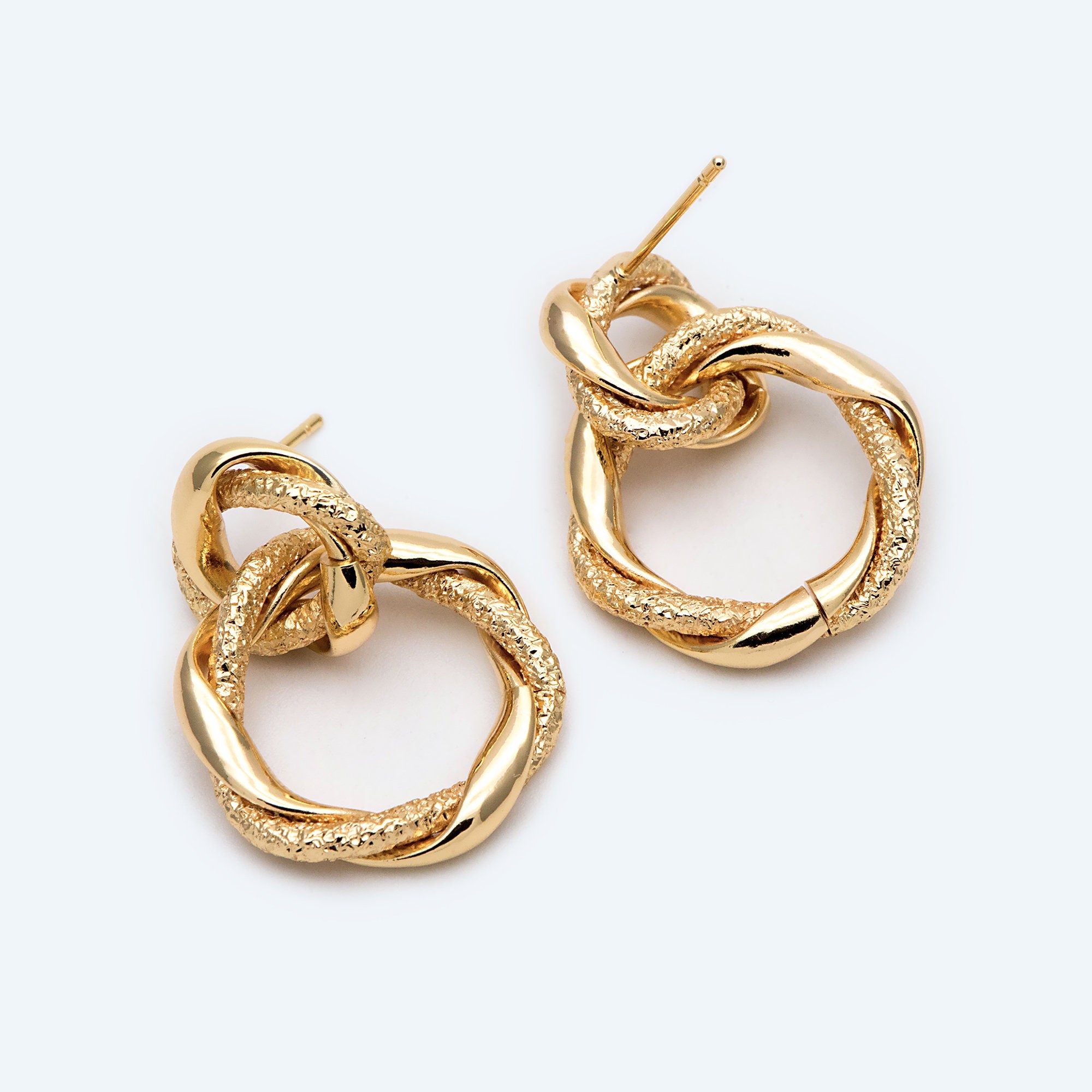 4pcs Gold Circle Hoops, Gold Hoop Earrings, Chunky Hoops, Twist Hoop Earrings (GB-1816)